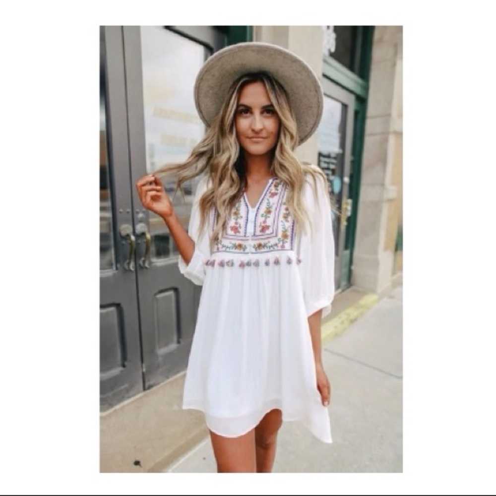 Beach House Tassel Embroidered Dress